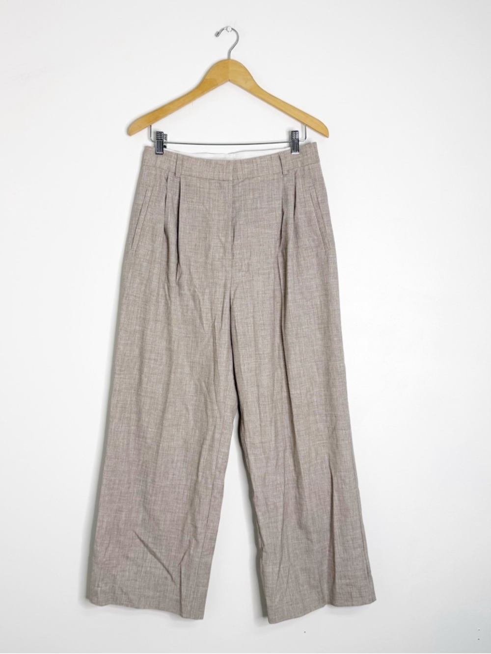 Mijeong Park Wide Leg Pleated Trousers Size Large Neutral Pants